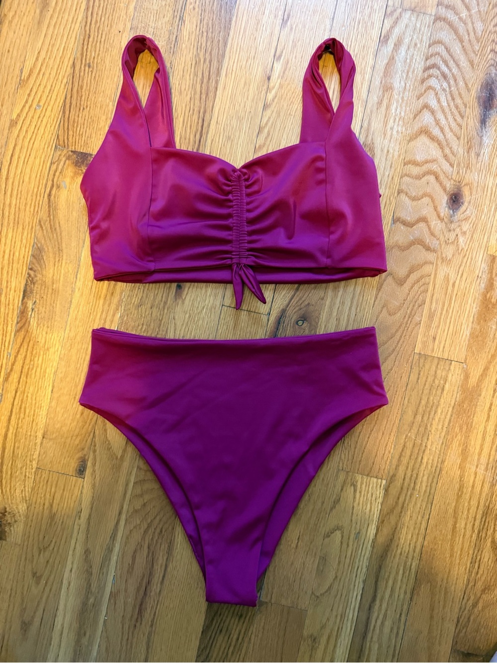 Magenta Ruched Bikini Set Medium - Picture 2 of 2
